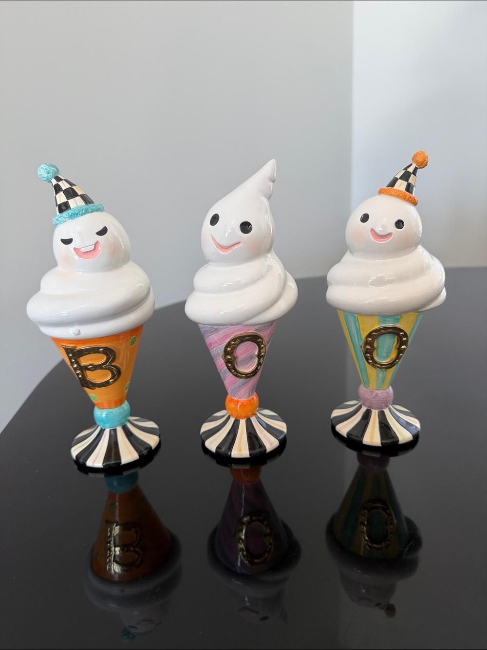 MacKenzie-Childs Trick or Treat BOO Ghosts, Set of 3